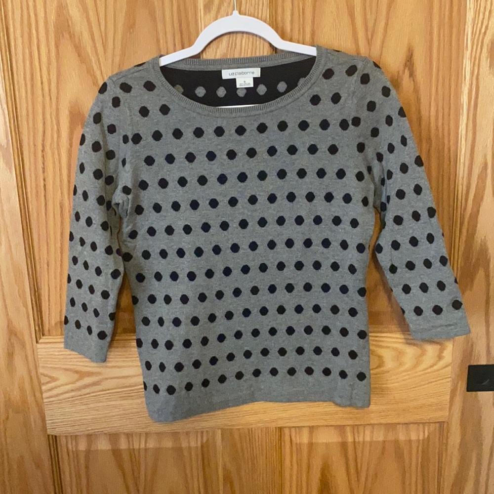 Liz Claiborne Grey/Black Polka-Dot Sweater